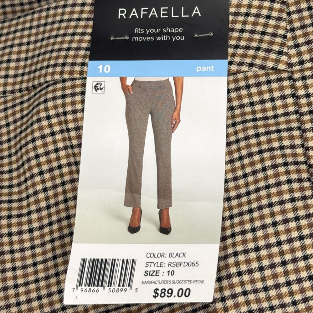 Rafaella Two-Way Stretch Pants, Tweed, 2 Pocket, Size 10, NWT
